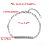 0.9CT Moissanite Cuban Bracelet S925 Silver Lab Diamond Chain