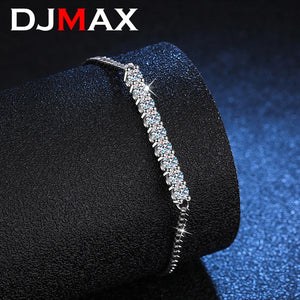 0.9CT Moissanite Cuban Bracelet S925 Silver Lab Diamond Chain