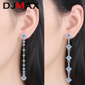 D Moissanite Tassel Stud Earrings S925 Sterling Silver Plate Fine Jewelry