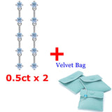 D Moissanite Tassel Stud Earrings S925 Sterling Silver Plate Fine Jewelry