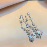 D Moissanite Tassel Stud Earrings S925 Sterling Silver Plate Fine Jewelry