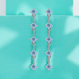 D Moissanite Tassel Stud Earrings S925 Sterling Silver Plate Fine Jewelry