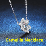 D Moissanite 925 Silver Necklace Camellia Pendant Ladies High Jewelry