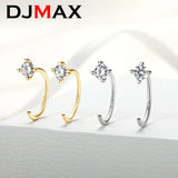 D Moissanite Small Hoop Earrings Sterling Silver Cuff