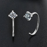 D Moissanite Small Hoop Earrings Sterling Silver Cuff