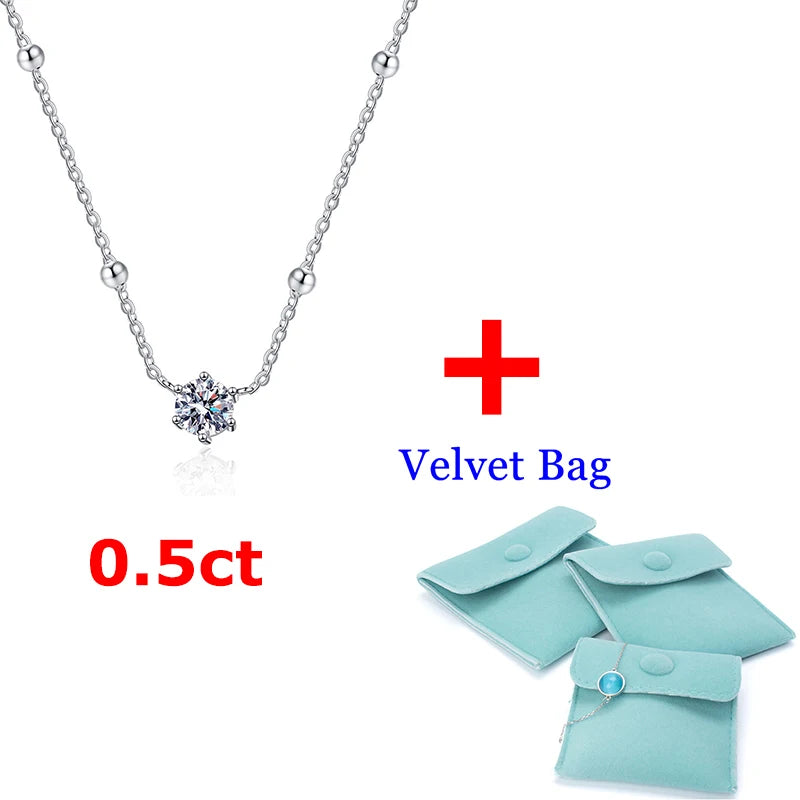 D Moissanite Pendant Starry S925 Sterling Silver Necklace PT950 Plated
