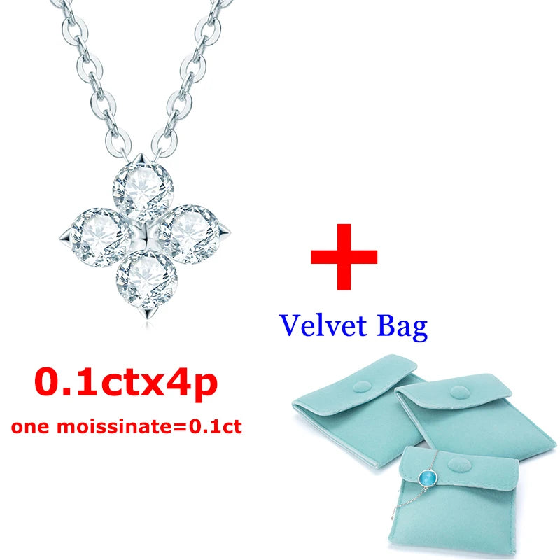 3mm*4p Moissanite Necklace D VVS1 Diamond Pendant S925 Silver Plate