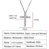 Jesus Cross Pendant Moissanite Necklace for Women Wedding Jewelry