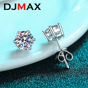 Moissanite Stud Earrings 14K Plated Silver 1ct 2ct