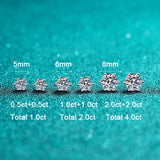 Moissanite Stud Earrings 14K Plated Silver 1ct 2ct