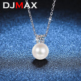 Sterling Silver Moissanite Necklace with Pearl Pendant for Women