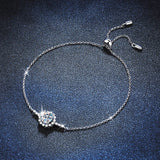 1ct D Moissanite Daisy Silver Tennis Bracelet Adjustable Wedding Bracelet