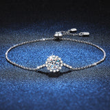 1ct D Moissanite Daisy Silver Tennis Bracelet Adjustable Wedding Bracelet