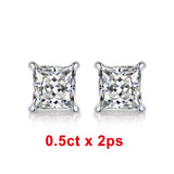 Moissanite Princess Stud Earrings 18K Plated Silver