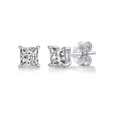 Moissanite Princess Stud Earrings 18K Plated Silver