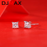 Moissanite Princess Stud Earrings 18K Plated Silver