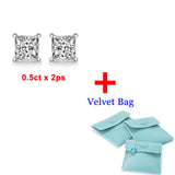 Moissanite Princess Stud Earrings 18K Plated Silver