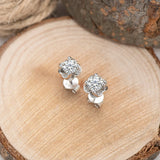 Moissanite D Stud Earrings 14K Plated Silver 4 Prong Diamond Earring Women