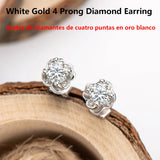 Moissanite D Stud Earrings 14K Plated Silver 4 Prong Diamond Earring Women