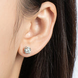 Moissanite D Stud Earrings 14K Plated Silver 4 Prong Diamond Earring Women