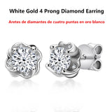 Moissanite D Stud Earrings 14K Plated Silver 4 Prong Diamond Earring Women