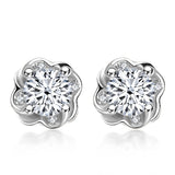 Moissanite D Stud Earrings 14K Plated Silver 4 Prong Diamond Earring Women
