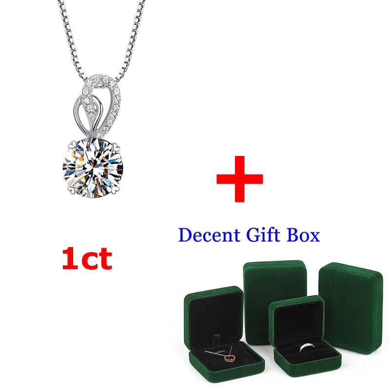 1CT Moissanite Heart Necklace D Brilliant Diamond Sterling Silver Prong
