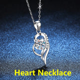 S925 1CT D Moissanite Necklace Heart-to-Heart Pendant