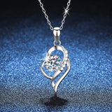S925 1CT D Moissanite Necklace Heart-to-Heart Pendant