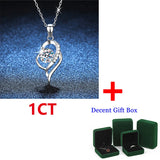 S925 1CT D Moissanite Necklace Heart-to-Heart Pendant