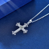 925 Silver Necklace Cross 0.5ct Moissanite Pendant