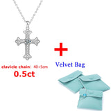 925 Silver Necklace Cross 0.5ct Moissanite Pendant