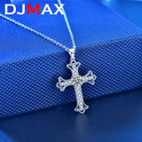 925 Silver Necklace Cross 0.5ct Moissanite Pendant