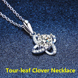 S925 Silver 1CT Moissanite Necklace Clover Pendant