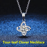 S925 Silver 1CT Moissanite Necklace Clover Pendant