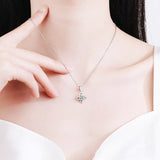 S925 Silver 1CT Moissanite Necklace Clover Pendant