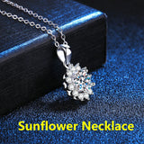 S925 Sterling Silver Moissanite Sunflower Necklace D 1CT