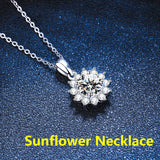 S925 Sterling Silver Moissanite Sunflower Necklace D 1CT