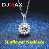 S925 Sterling Silver Moissanite Sunflower Necklace D 1CT