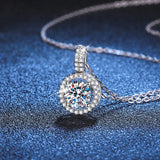 S925 Silver Neck Chain w/ 1Ct Moissanite Pendant Necklace for Women