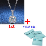 S925 Silver Neck Chain w/ 1Ct Moissanite Pendant Necklace for Women