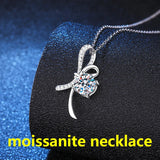 925 Sterling Silver Pendant Female Plated Moissanite Necklace 1ct