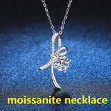 925 Sterling Silver Pendant Female Plated Moissanite Necklace 1ct