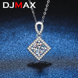 S925 Sterling Silver Geometric Square Moissanite Necklace