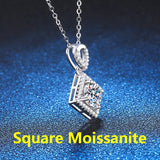 S925 Sterling Silver Geometric Square Moissanite Necklace