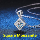 S925 Sterling Silver Geometric Square Moissanite Necklace