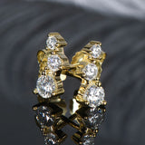 Smile Moissanite Crawler Stud Earrings D Moissanite 14K