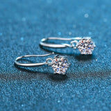 Lab Diamond Drop Earring Round Cut Moissanite Ear Hook D Certificated