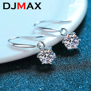 Lab Diamond Drop Earring Round Cut Moissanite Ear Hook D Certificated