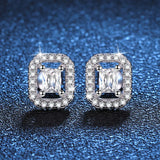 0.2CT Moissanite Stud Earrings S925 Silver Square Jewelry Lab Diamond Earring